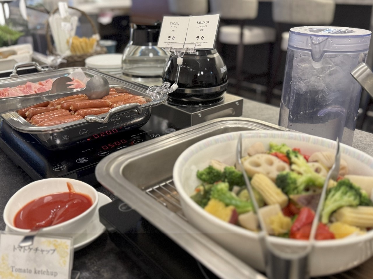 Steamed vegetables and sausage